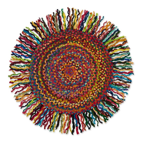 DII Chindi Home Collection Flat Weave Multicolor Swirls Area Rug, 30" x 30"