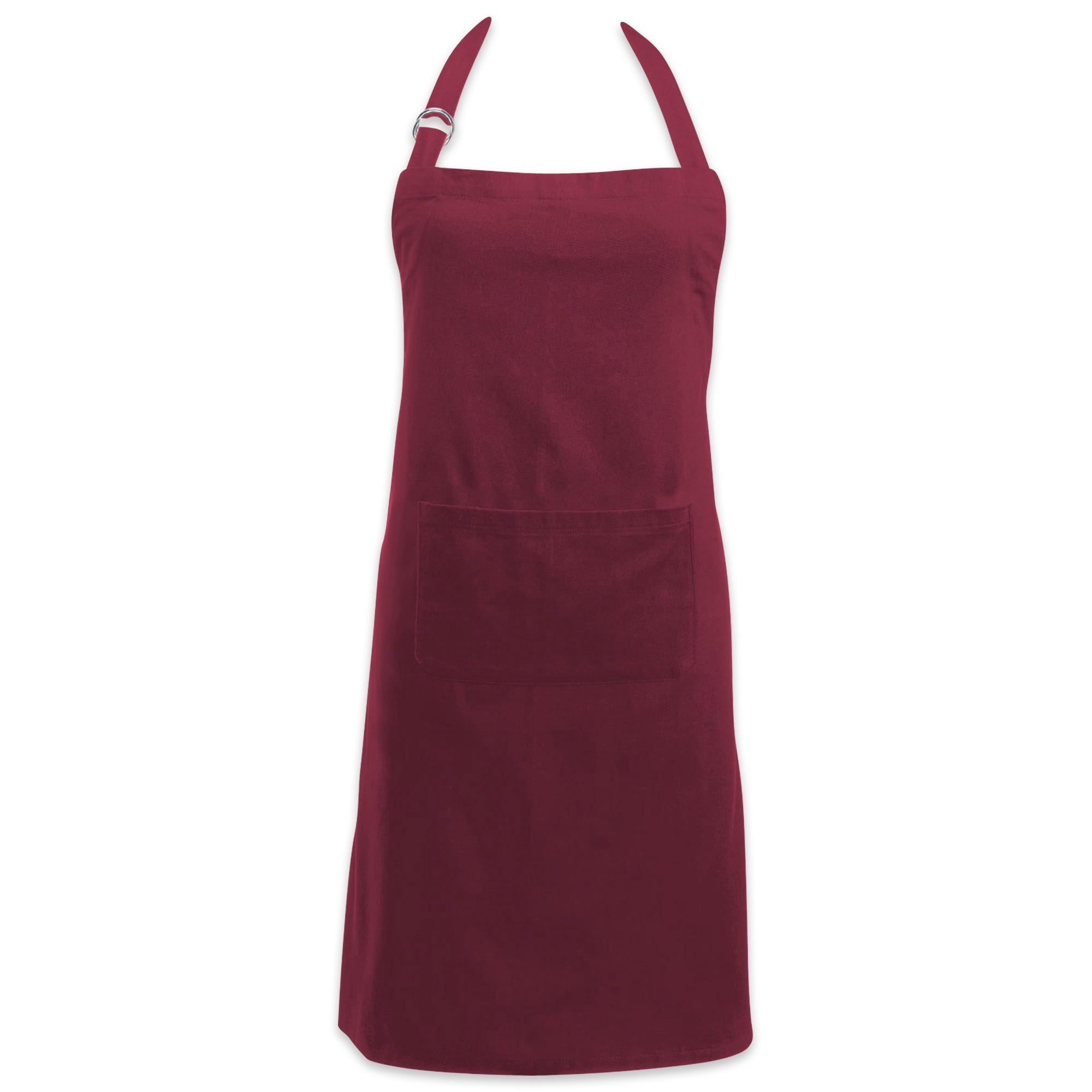 Wine Red Cotton Chef Apron with Adjustable Straps and Pocket