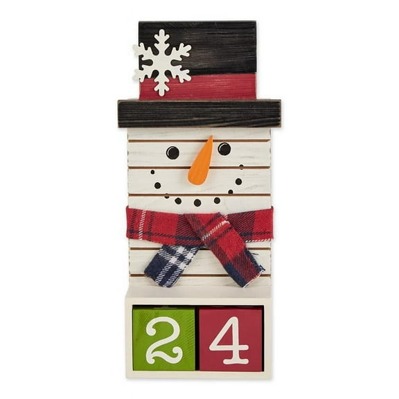 DII Christmas Advent Decorative Wooden Countdown Calendar, 11x5", Snowman Blocks