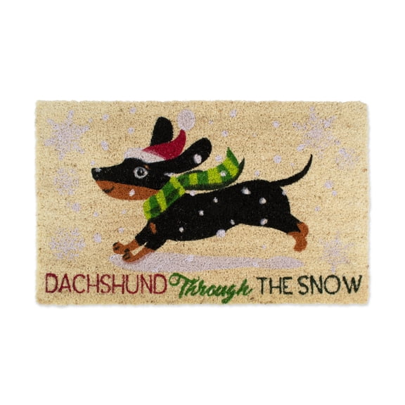 DII Christmas Animal Lovers Doormat, 17x29", Dachshund Through The Snow