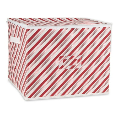 DII Holiday Candy Stripe Print Ornament Storage, Large