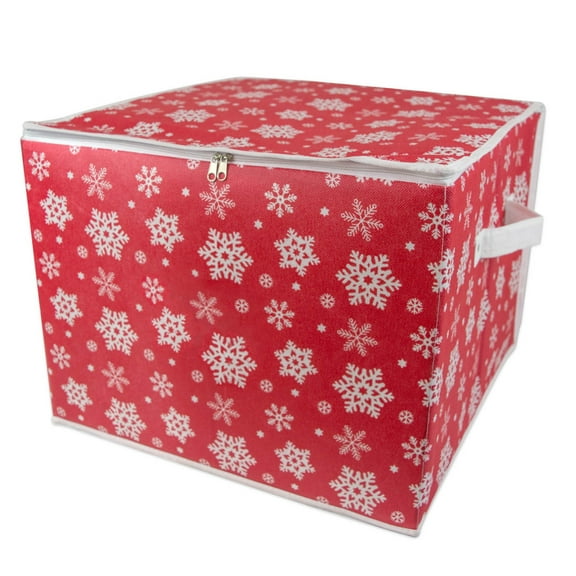DII Christmas Storage Containers with Dividers, Ornament, 16x16x13", Snowflakes