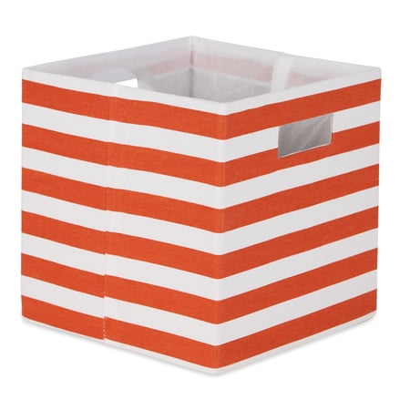 DII Collapsible Hard Sided Large Bin, Stripe, Spice, 13x13x13"