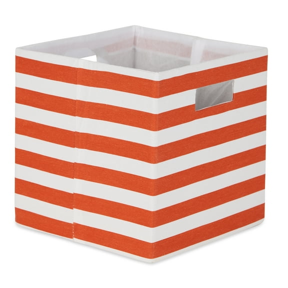 DII Collapsible Hard Sided Large Bin, Stripe, Spice, 13x13x13"