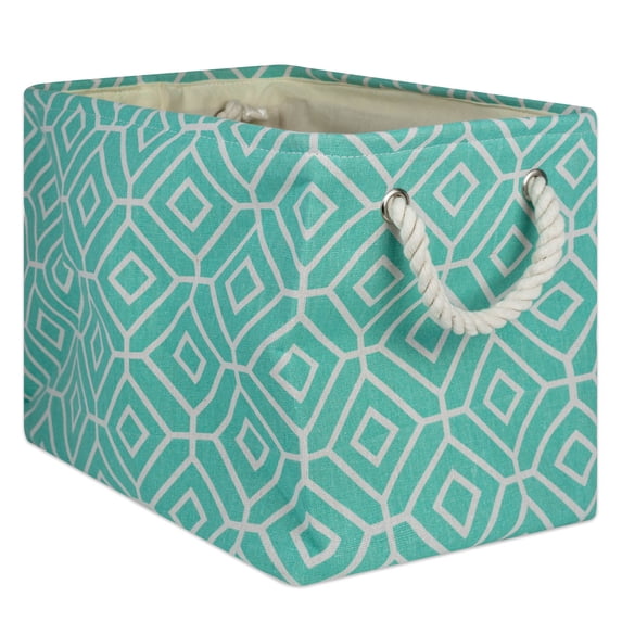 DII Large Rectangle Storage Bin, Stained Glass Print – Durable Polyester Organizer for Home, Closet, or Pet Supplies, Aqua
