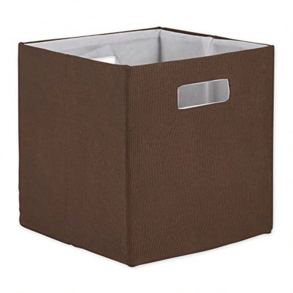 DII Collapsible Polyester Storage Cube Solid Lightweight and Durable Large Square 13x13x13 Bark Brown