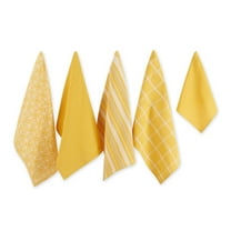DII Cotton Assorted Dishtowel and Dishcloth in Yellow (Set of 5)
