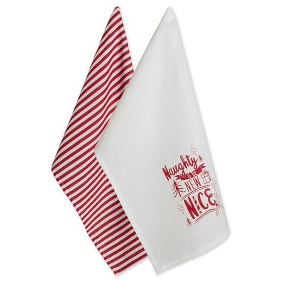 DII Assorted Naughty Nice Holiday Printed Dishtowel (Set of 2)