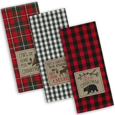 Design Imports Christmas Dish Towel Set, Multicolor Check, 3 Count