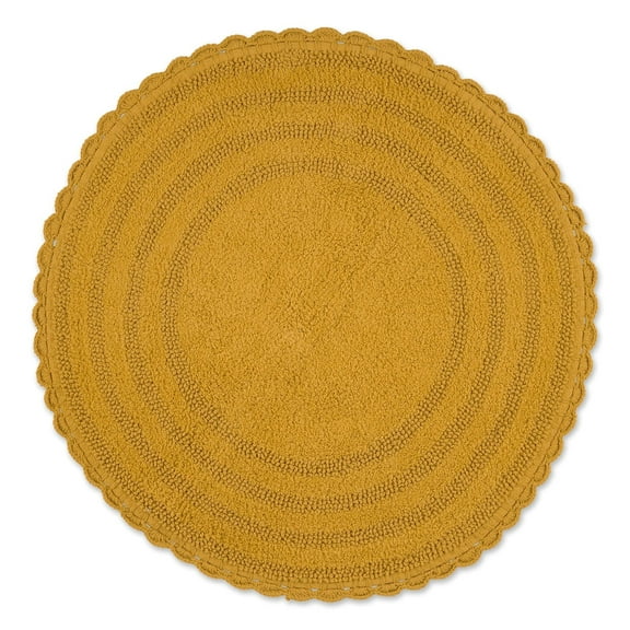 DII Crochet Collection Solid Print Gold Cotton Bath Rug, 27.5" x 27.5", Reversible
