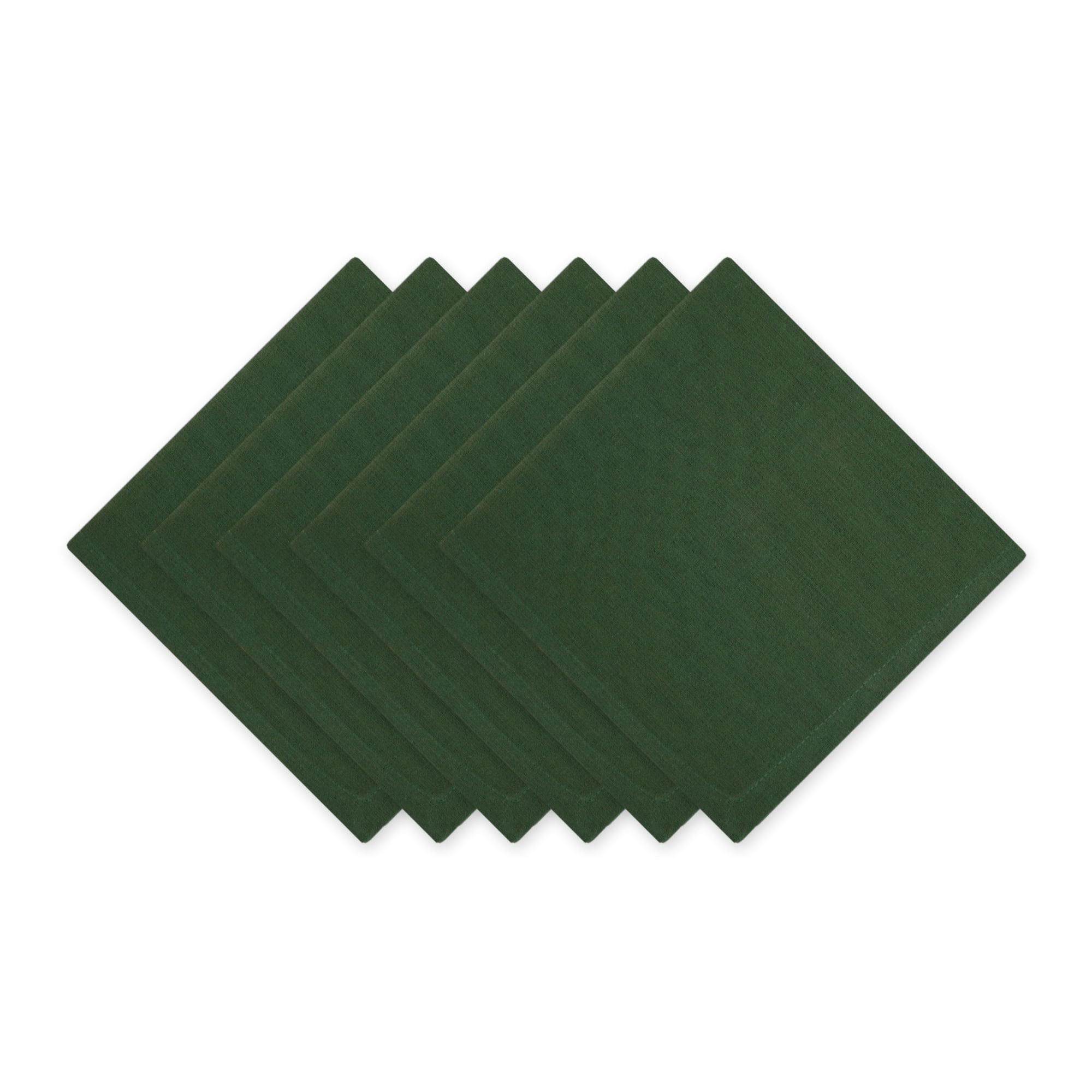 Dark Green Woven Cotton Square Napkin Set, 20x20, 6 Piece