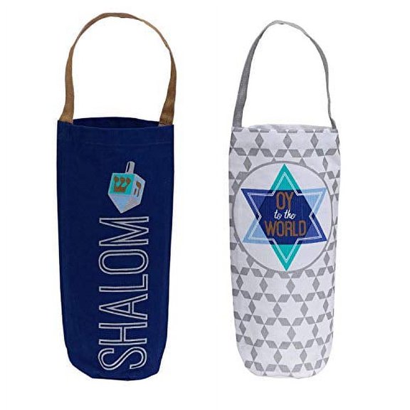 DII Design Imports 91536 Hanukkah Bottle Totes, Muticolor
