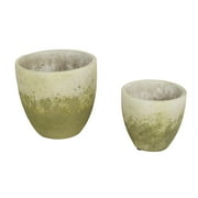 DII Distressed Cement Planter Pot, Small 5x4.75"/Large 6.5x6", Moss Green, 2 Piece