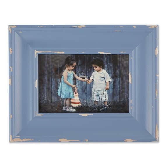 DII Distressed Wooden Picture Frame Collection Rustic Farmhouse Inspired, 4x6", Stonewash Blue