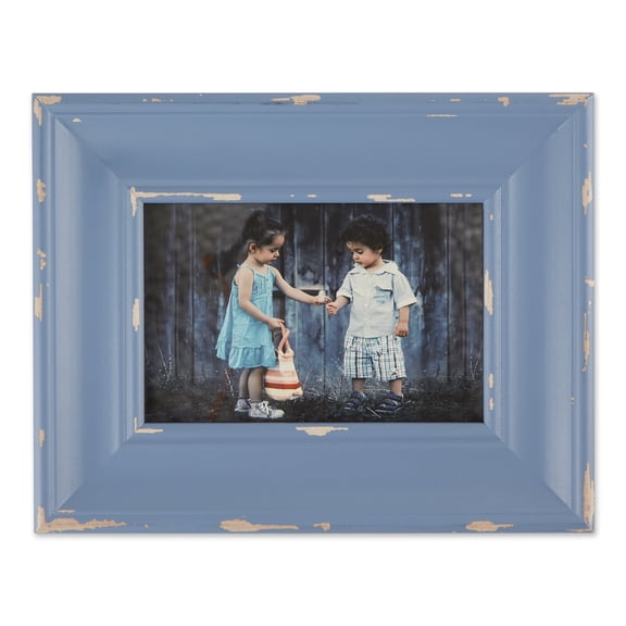 DII Distressed Wooden Picture Frame Collection Rustic Farmhouse Inspired, 4x6", Stonewash Blue