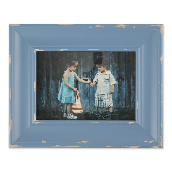 DII Distressed Wooden Picture Frame Collection Rustic Farmhouse Inspired, 5x7", Stonewash Blue