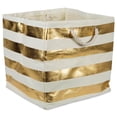 thumbnail image 1 of DII Durable Woven Striped Storage Bin with Rope Handles, Large Cube, 16x16x16", Gold, 1 of 5