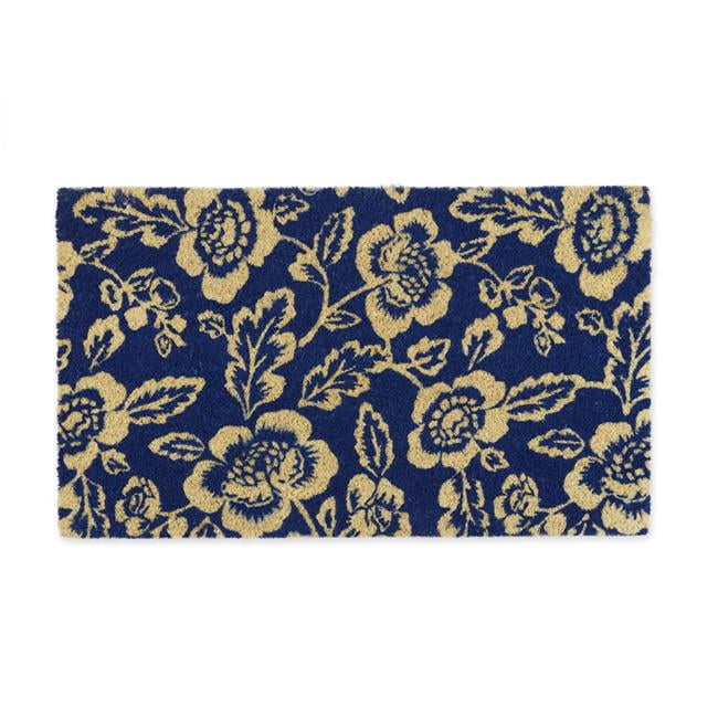 Blue Peonies Coir Outdoor Doormat, 18x30