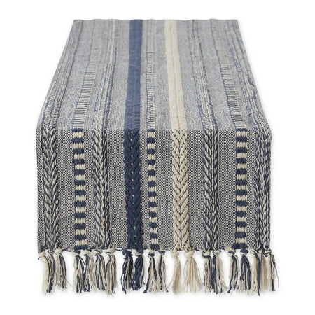 DII French Blue Braided Stripe Table Runner 15x108