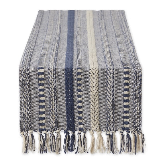DII French Blue Braided Stripe Table Runner 15x108