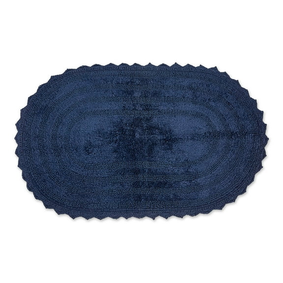 DII French Blue Large Oval Crochet Bath Mat