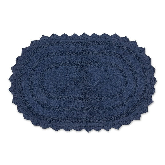 DII French Blue Small Oval Crochet Bath Mat