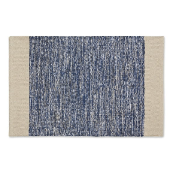 DII French Blue Variegated Border Hand-Loomed Cotton Rug 2x3 Ft
