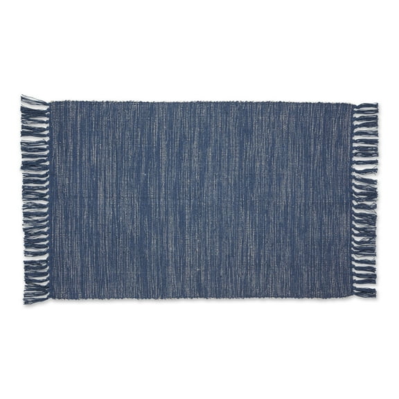 DII Home Ribbed Blue and Off White Area Rug, 24" x 36"