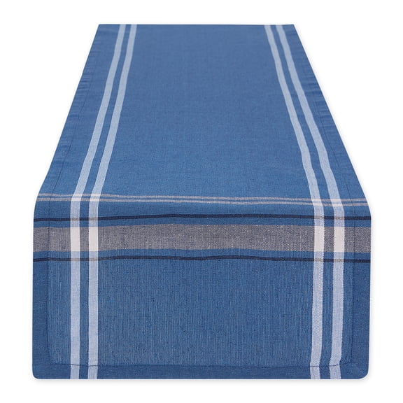 DII French Stripe Table Runner, Blue Chambray, 14x108"