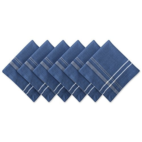 Blue Cotton Chambray French Stripe Napkin Set of 6