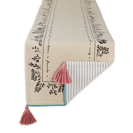 Gather Together Embellished Multi-Color Cotton Table Runner 14 x 72
