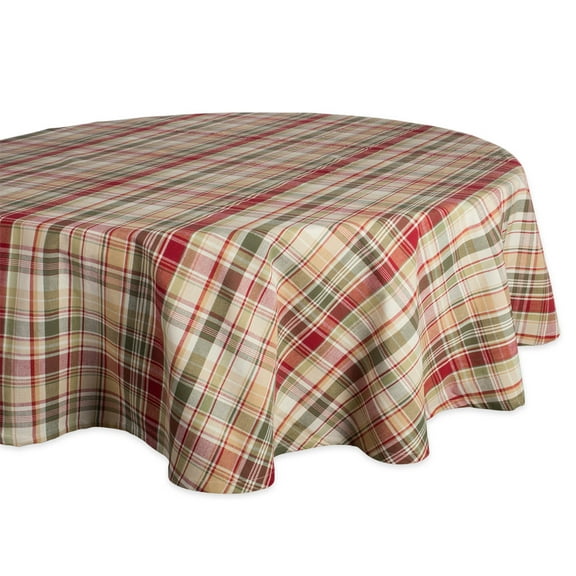 DII Give Thanks Plaid Tablecloth 70 Round