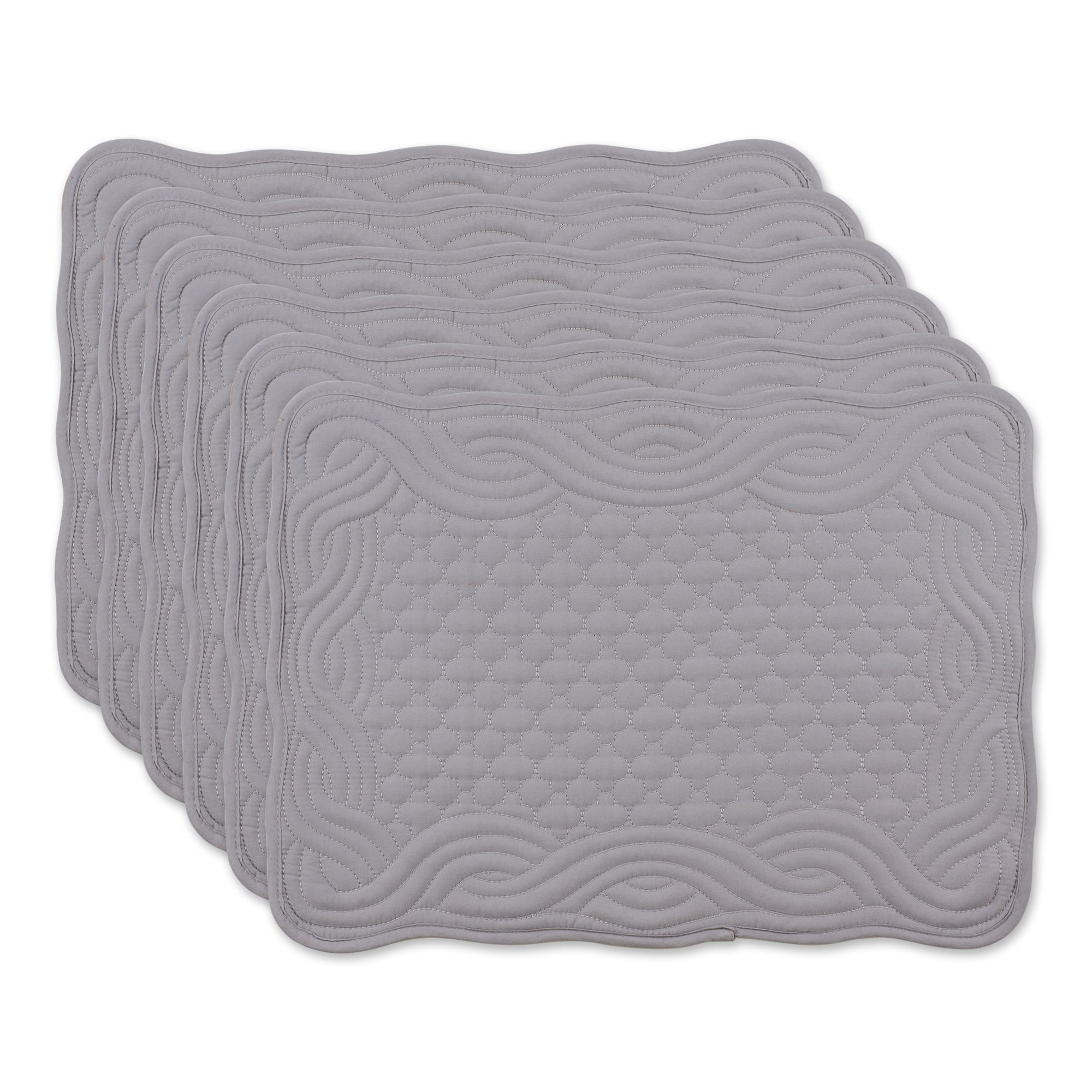 DII Gray Quilted Farmhouse Placemat (Set of 6)
