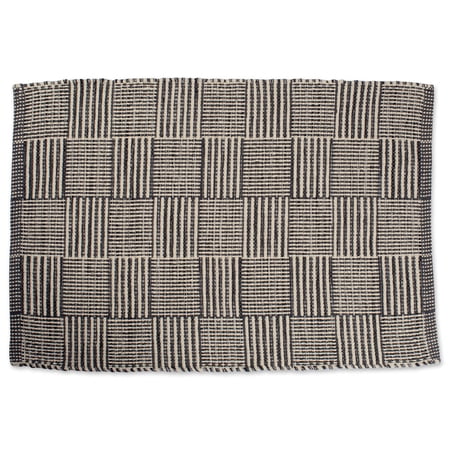 DII Gray Squares Recycled Yarn Rug