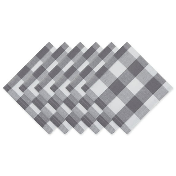 DII Gray & White Buffalo Check Napkin Set/6