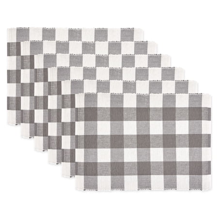 DII Navy Buffalo Check Ribbed Placemat Set/6
