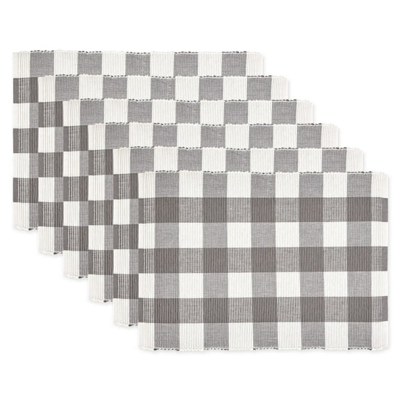 DII Gray & White Buffalo Check Ribbed Placemat Set/6
