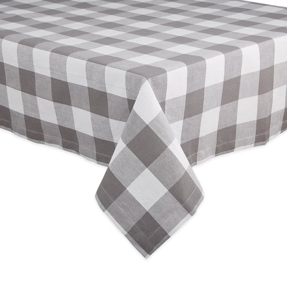 Contemporary Home Living Buffalo Check Wrinkle-Resistant Square Cotton Tablecloth - 52" - Gray and