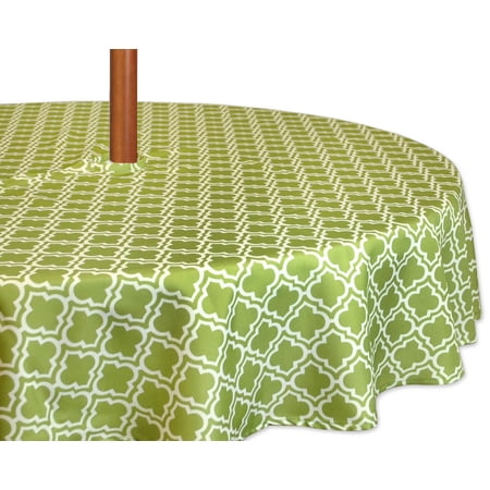 DII Green Lattice Outdoor Tablecloth with Zipper