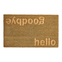 DII Greetings Collection Natural Coir Doormat, 17x29", Hello/Goodbye Engraved