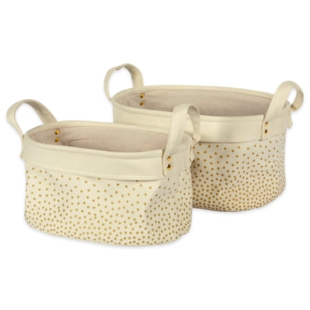 DII Heavy Duty Canvas Laundry Basket or Bin, Perfect In Your Bedroom, Nursey, Laundry Room, For Clean and Dirty Clothes, Assorted Set of 2 - Gold Confetti
