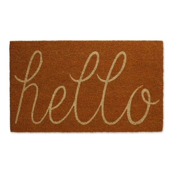 DII Hello Coir Fiber Doormat Non-Slip Durable Outdoor/Indoor, Pet Friendly, 17x29", Pumpkin Spice