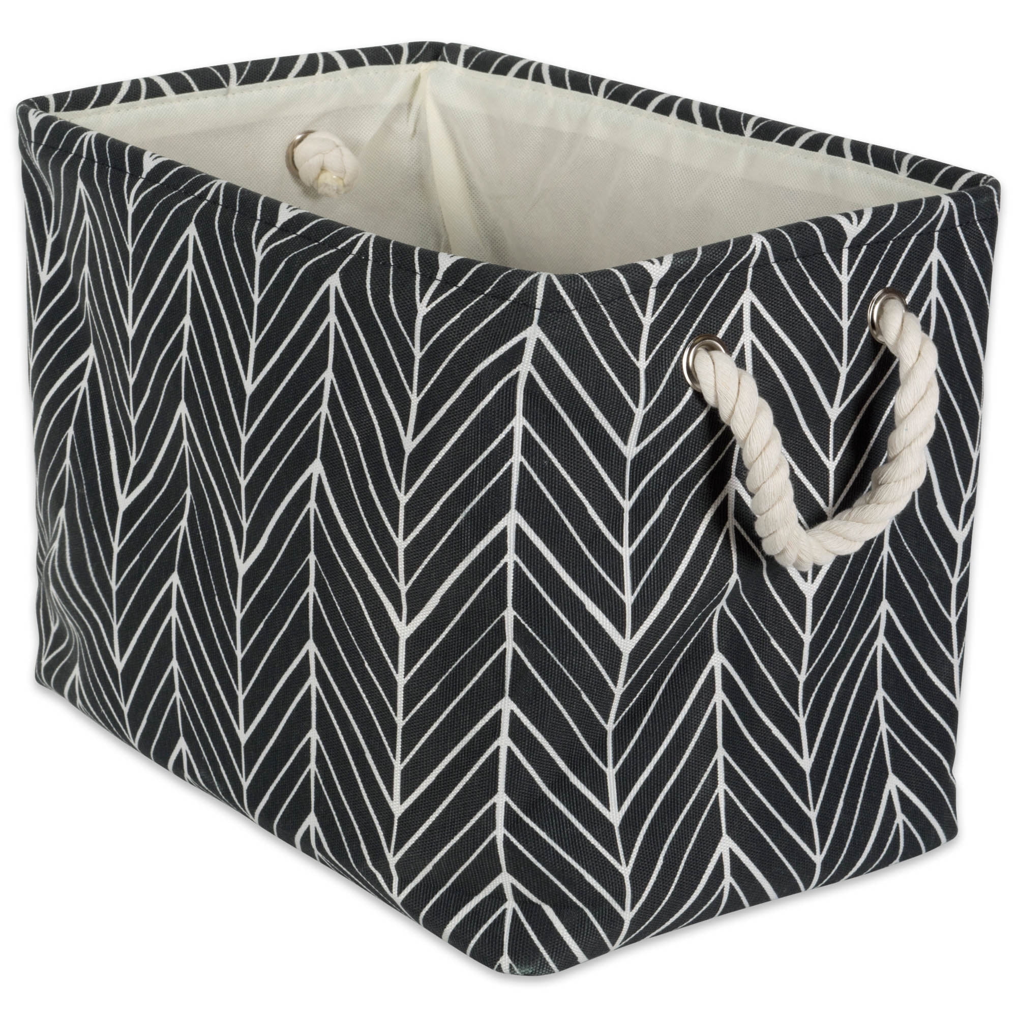 DII Rectangle Modern Polyester Herringbone Large Storage Bin in Black ...