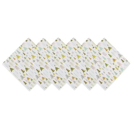 DII Modern Style Cotton Holiday Woods Printed Napkin in Multi-Color (Set of 6)