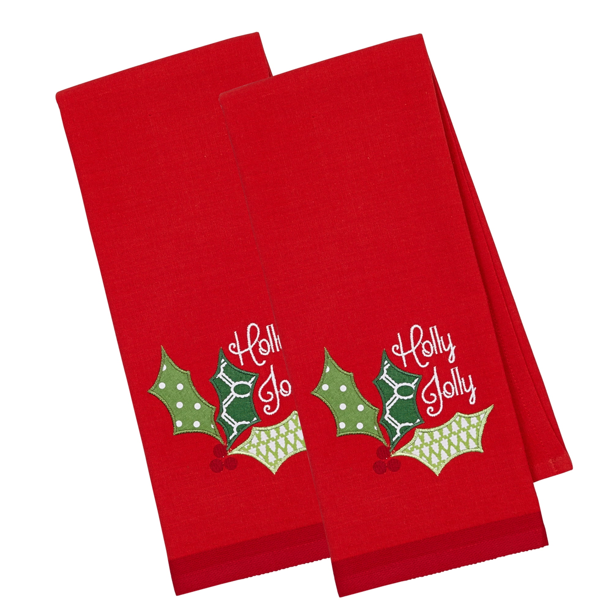 Amazon.com: DII Holly Jolly Joy Embroidered Dishtowel, Set