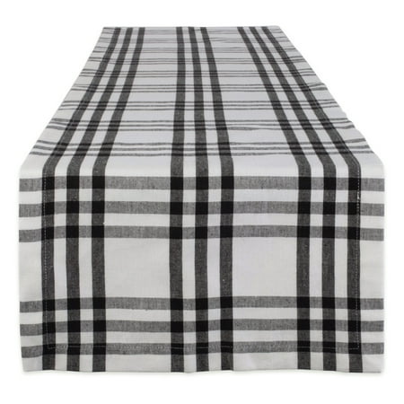 Contemporary Home Living Homestead Plaid Cotton Table Runner - 72" - White and Black