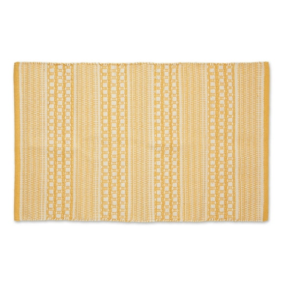 Contemporary Home Living 2' x 3' Dobby Striped Area Throw Rug - Gold and Cream
