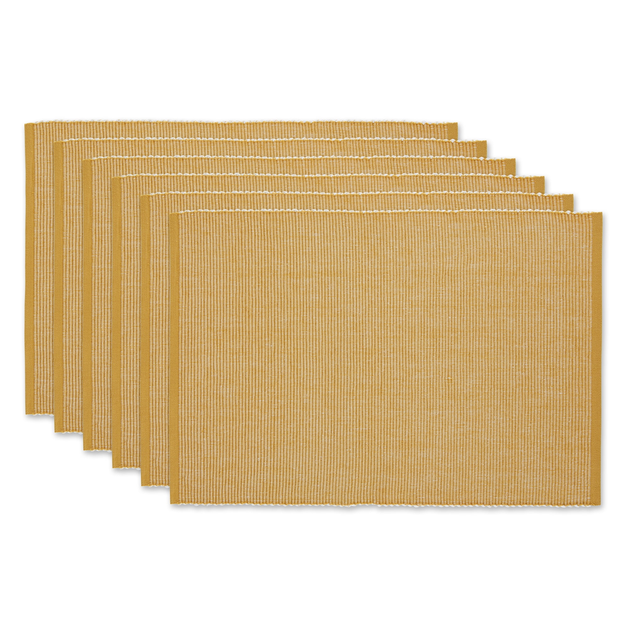 Honey Gold & White 2-Tone Ribbed Placemat (Set of 6)