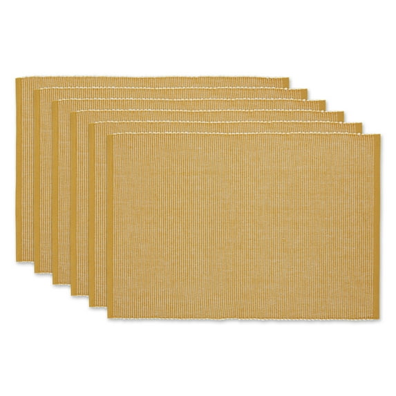 Honey Gold & White 2-Tone Ribbed Placemat (Set of 6)