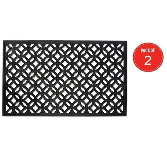 DII Indoor Outdoor Rubber Easy Clean Entry Way Welcome Doormat, Floor Mat, Rug For Patio, Front Door, All Weather, 18 x 30" - Lattice (Pack of 2)